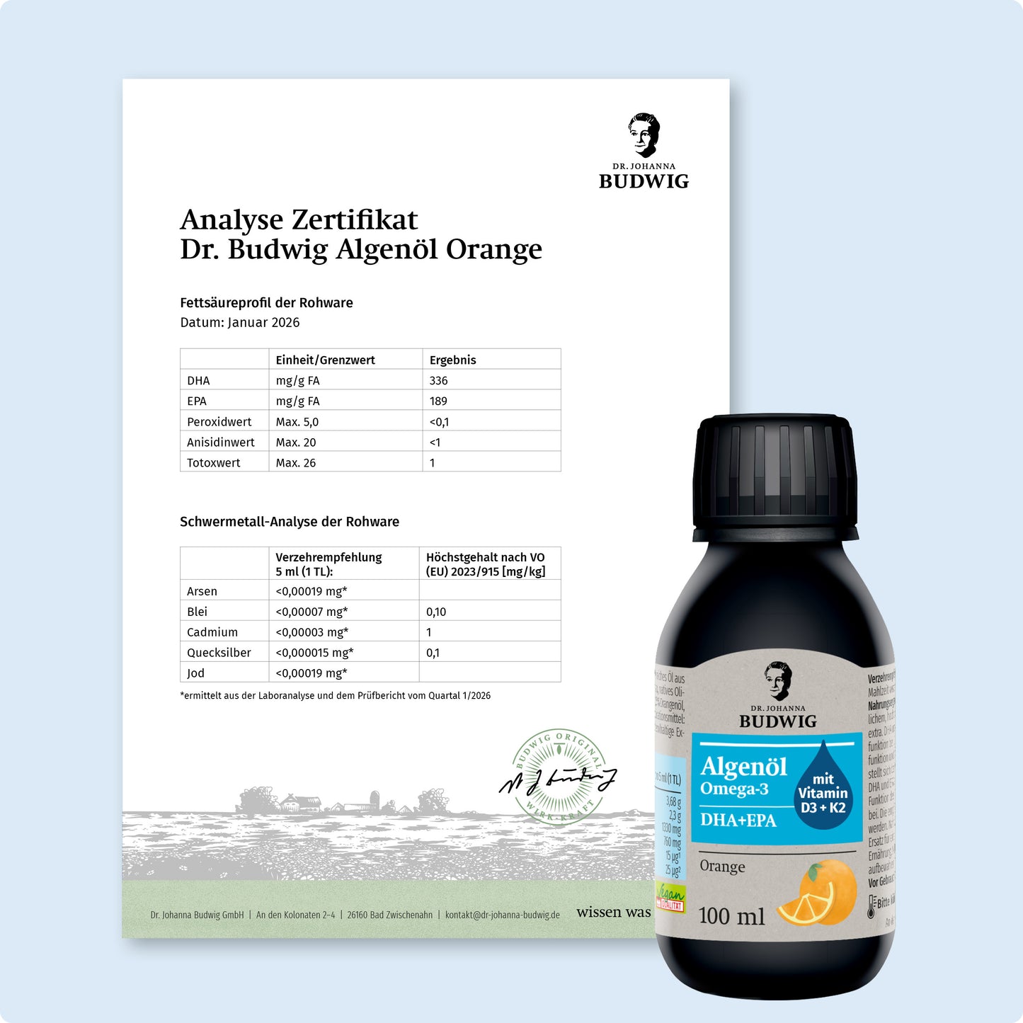 Omega-3 Algenöl Orange mit Vitamin D3 & K2