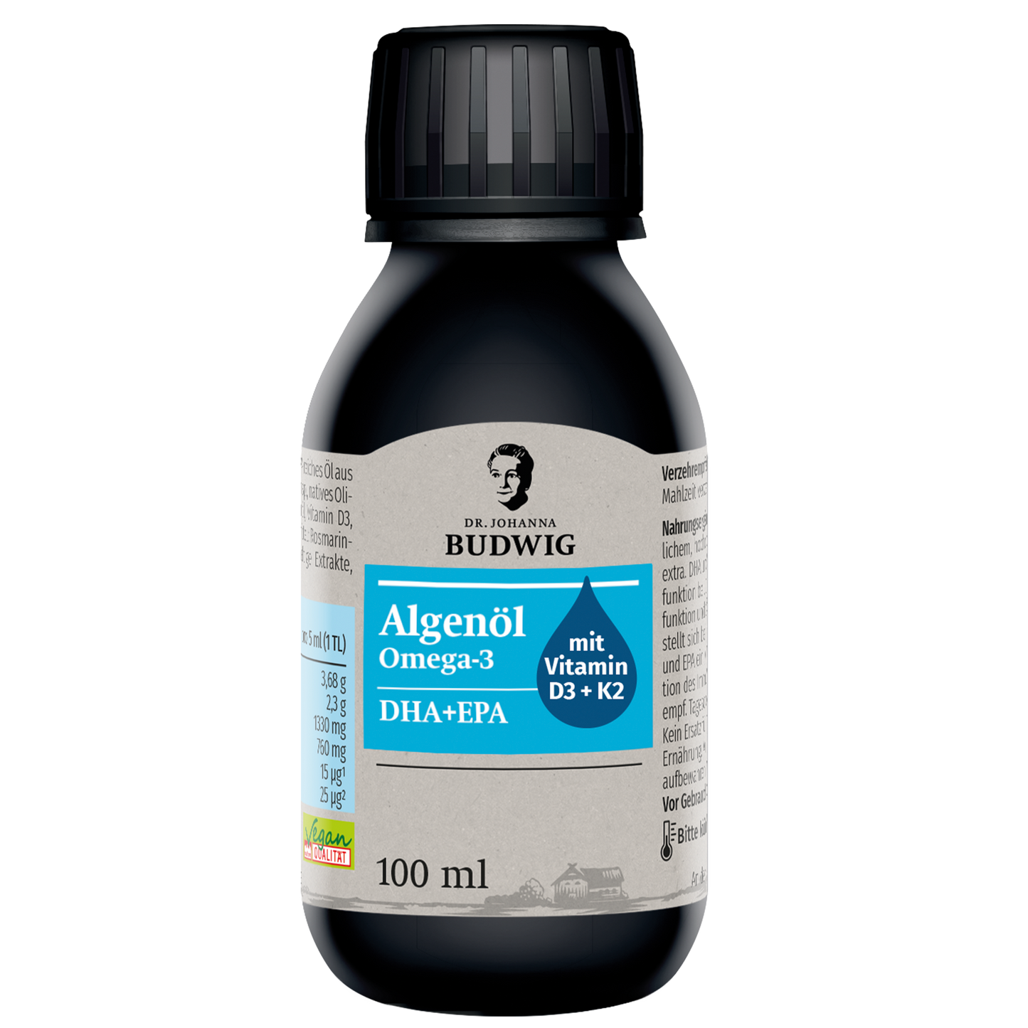 Omega-3 Algenöl Pur mit Vitamin D3 & K2