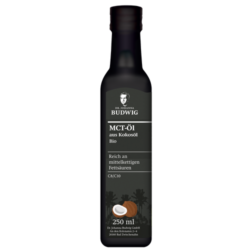 MCT-Öl in einer 250 ml Flasche.